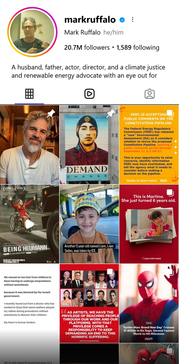 Mark Ruffalo on Instagram